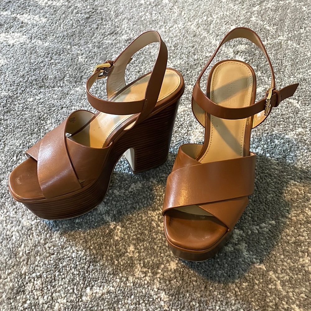 MICHAEL Michael Kors Brown Platform Wedge Sandals